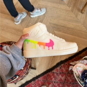 Nike Cream and Pink Sneakers with Artistic Design